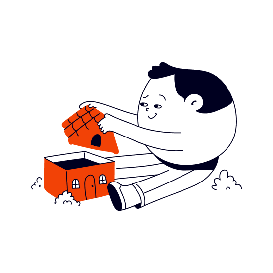 bambino che costruisce una casetta